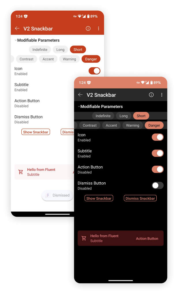 A themed component in the live app