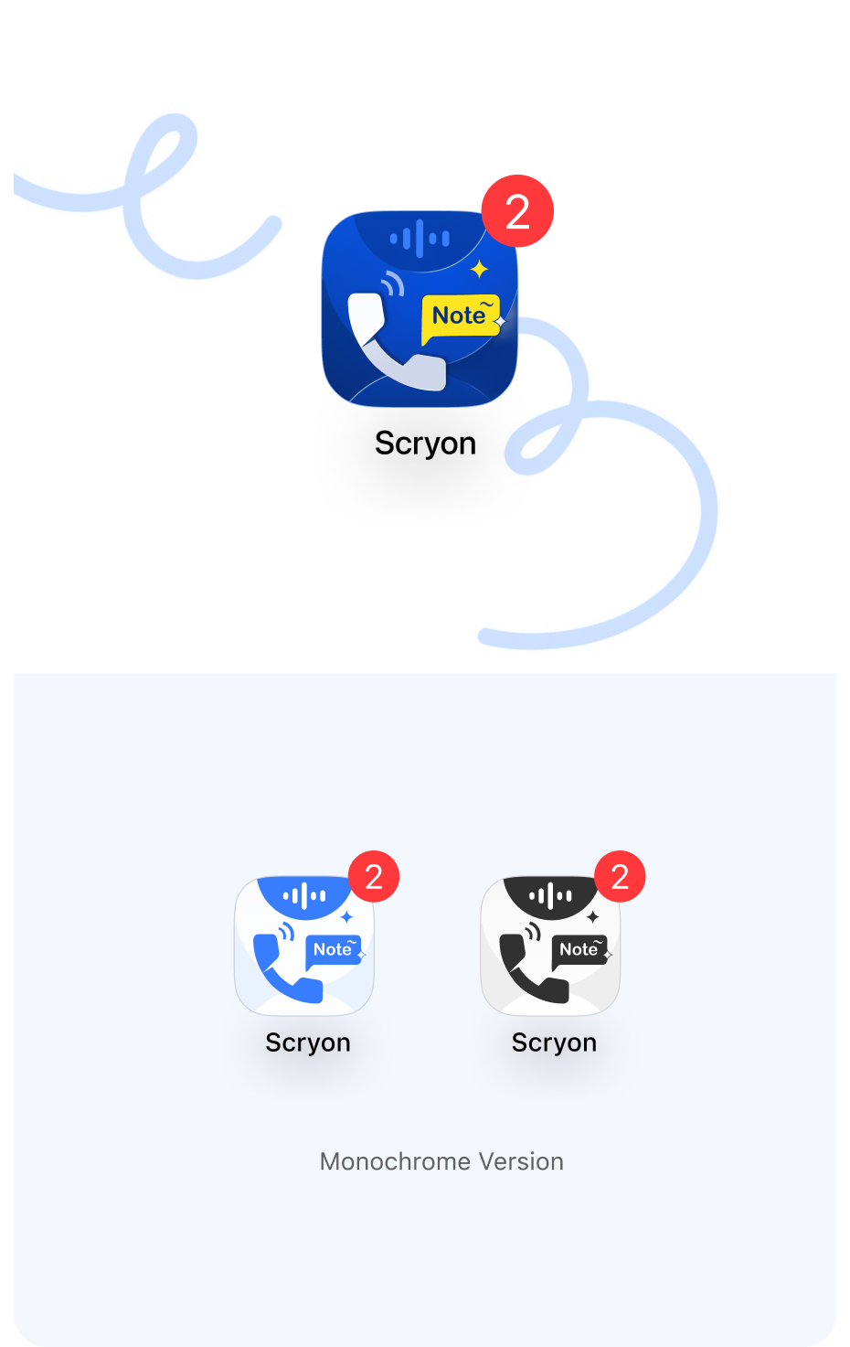 Scryon app icon development and monochrome applications