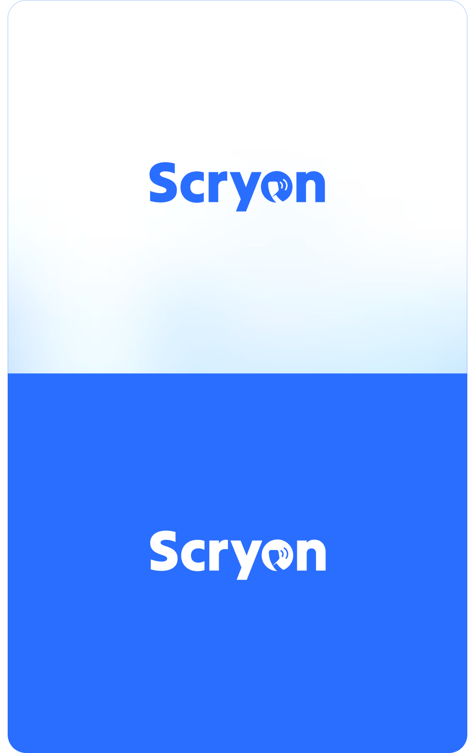 Scryon logo development and wordmark applications